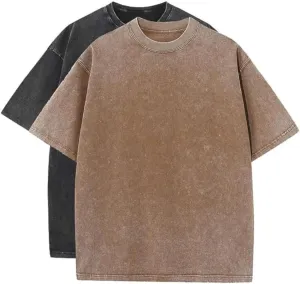 2/3 Pcs Oversized T-Shirts Cotton Washed Vintage Tee Loose Fit Short Sleeve Casual Solid Colors Tshirts for Men Women