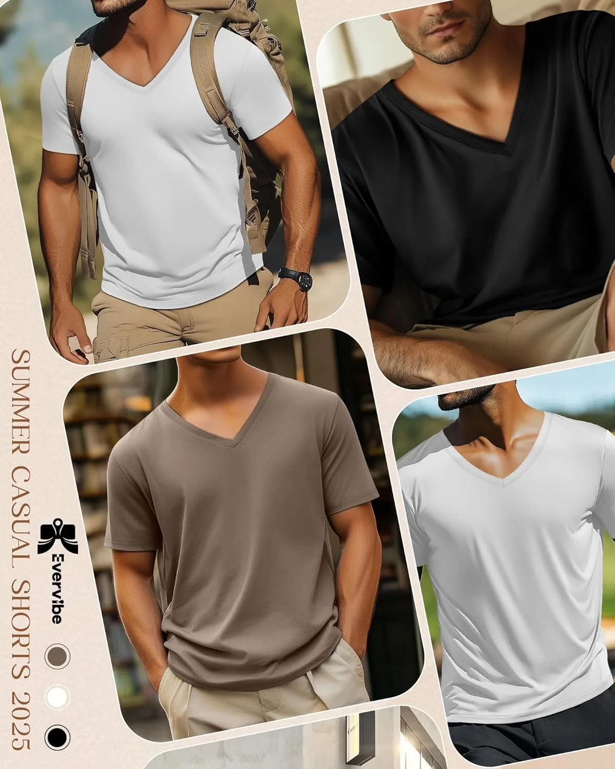 3 Pack Big and Tall Cotton Shirts for Men M-7XL Soft V Neck Shirt Plus Size Short Sleeve Tee Undershirt Casual Tops