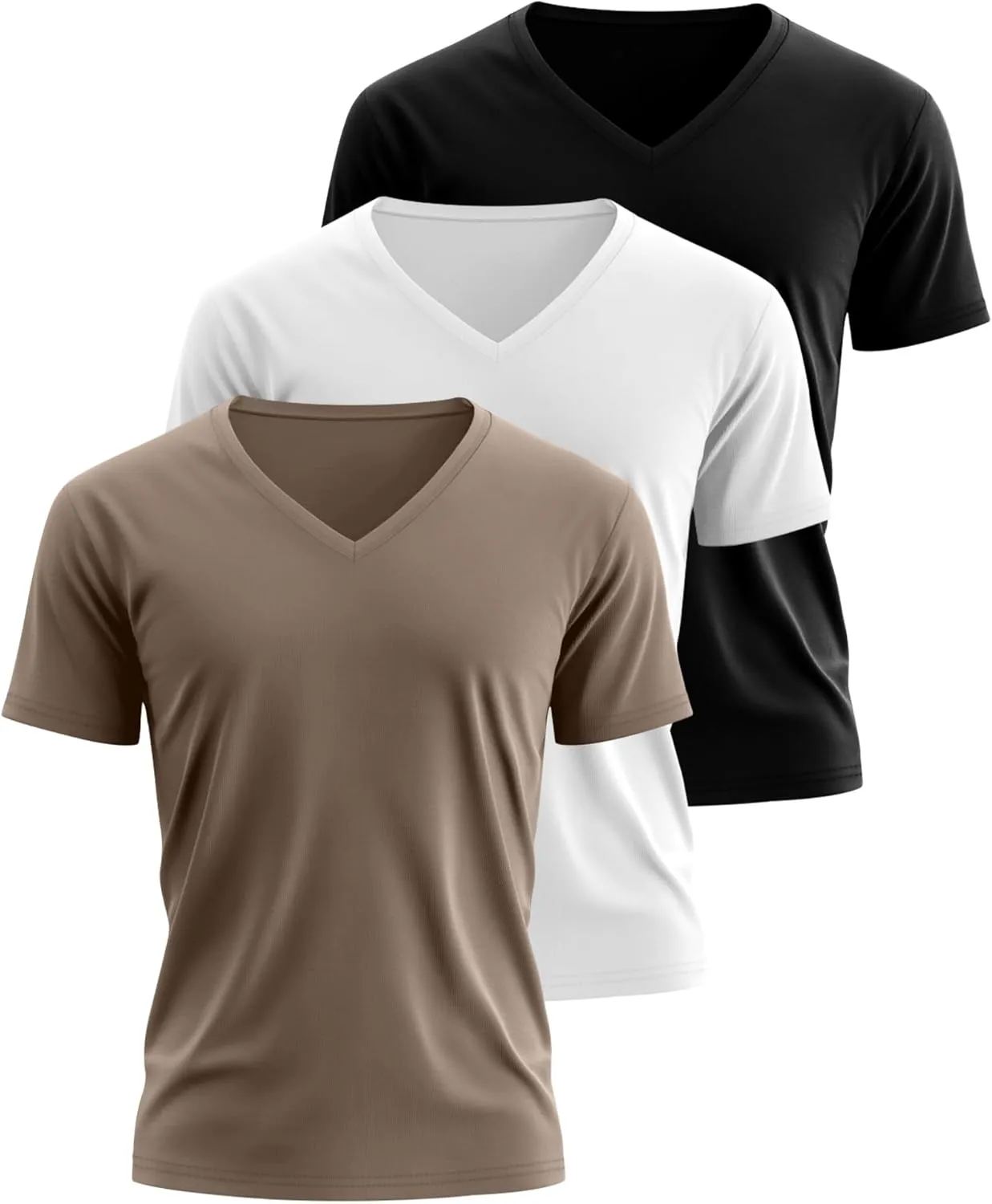 3 Pack Big and Tall Cotton Shirts for Men M-7XL Soft V Neck Shirt Plus Size Short Sleeve Tee Undershirt Casual Tops