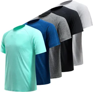 7/5/3 Workout Shirts for Men Pack Quick Dry Moisture Wicking Mens Gym Athletic Exercise Running Short Sleeve Tee Tops