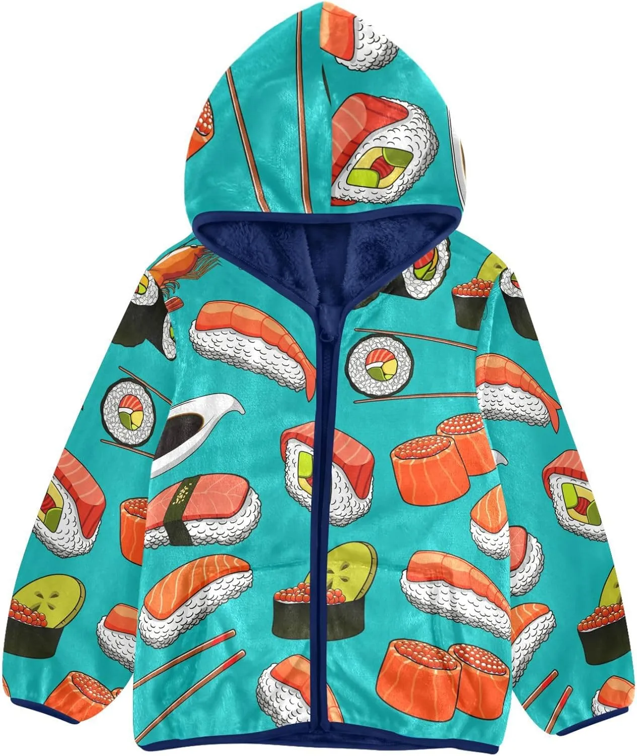 Aflyko Boys Fleece Coat Blue Zip-Up Hoodie Girls Outerwear Kids Hooded Jacket 3-10T