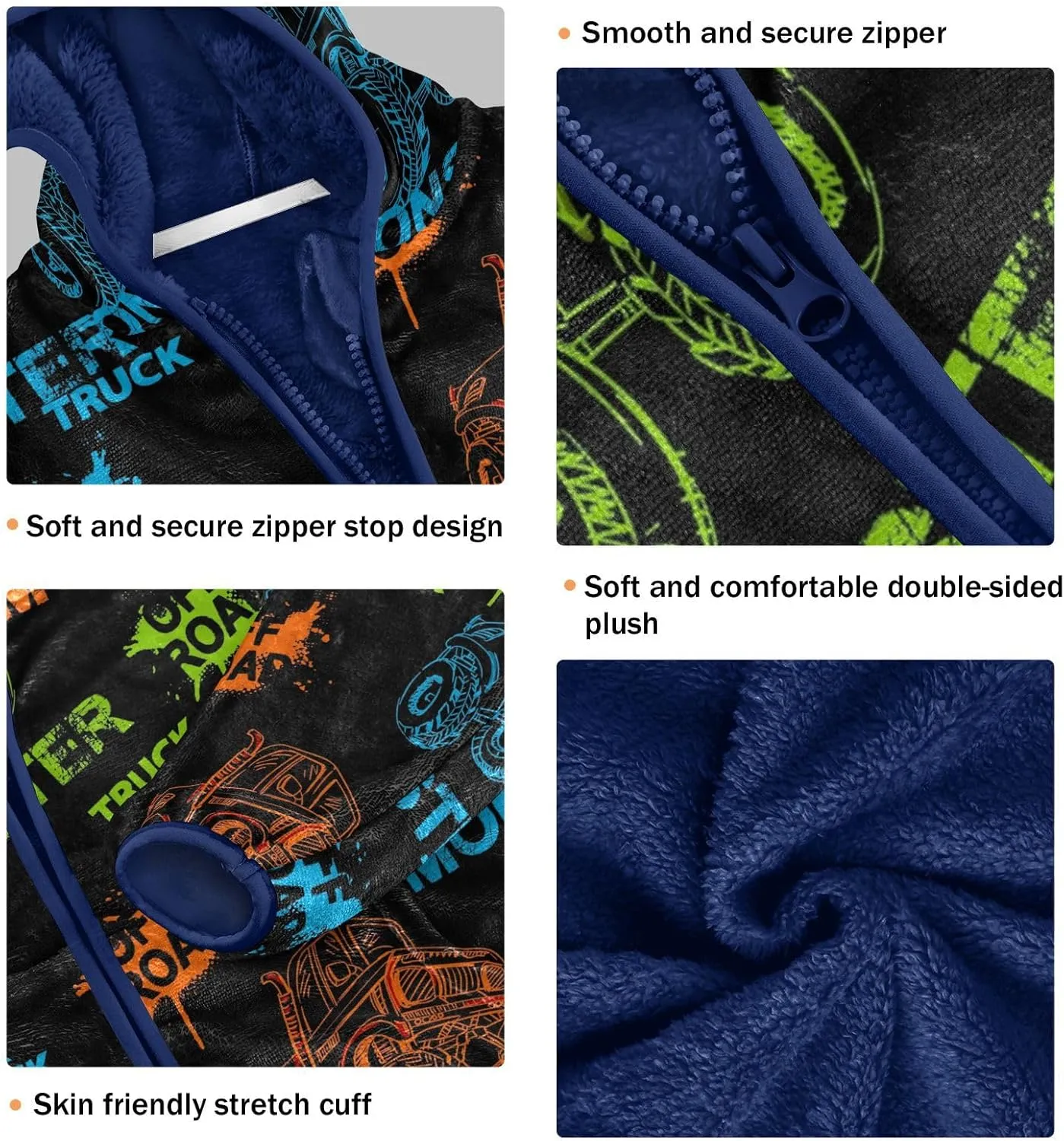 Aflyko Boys Fleece Coat Blue Zip-Up Hoodie Girls Outerwear Kids Hooded Jacket 3-10T