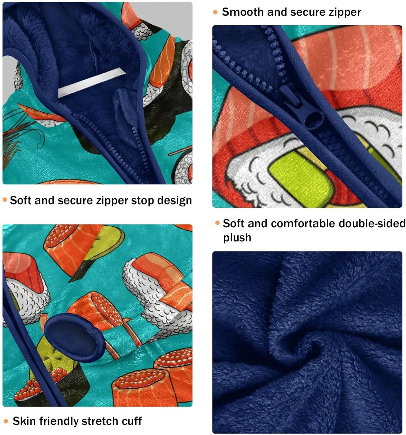 Aflyko Boys Fleece Coat Blue Zip-Up Hoodie Girls Outerwear Kids Hooded Jacket 3-10T