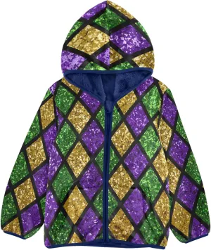 Aflyko Boys Fleece Coat Blue Zip-Up Hoodie Girls Outerwear Kids Hooded Jacket 3-10T
