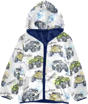 Aflyko Boys Fleece Coat Blue Zip-Up Hoodie Girls Outerwear Kids Hooded Jacket 3-10T
