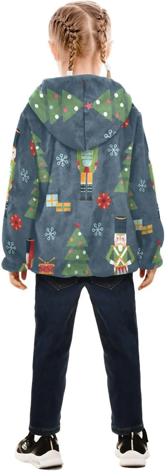 Aflyko Cute Boys Fleece Coat Blue Zip-Up Hoodie Girls Outerwear Kids Hooded Jacket 3-10T