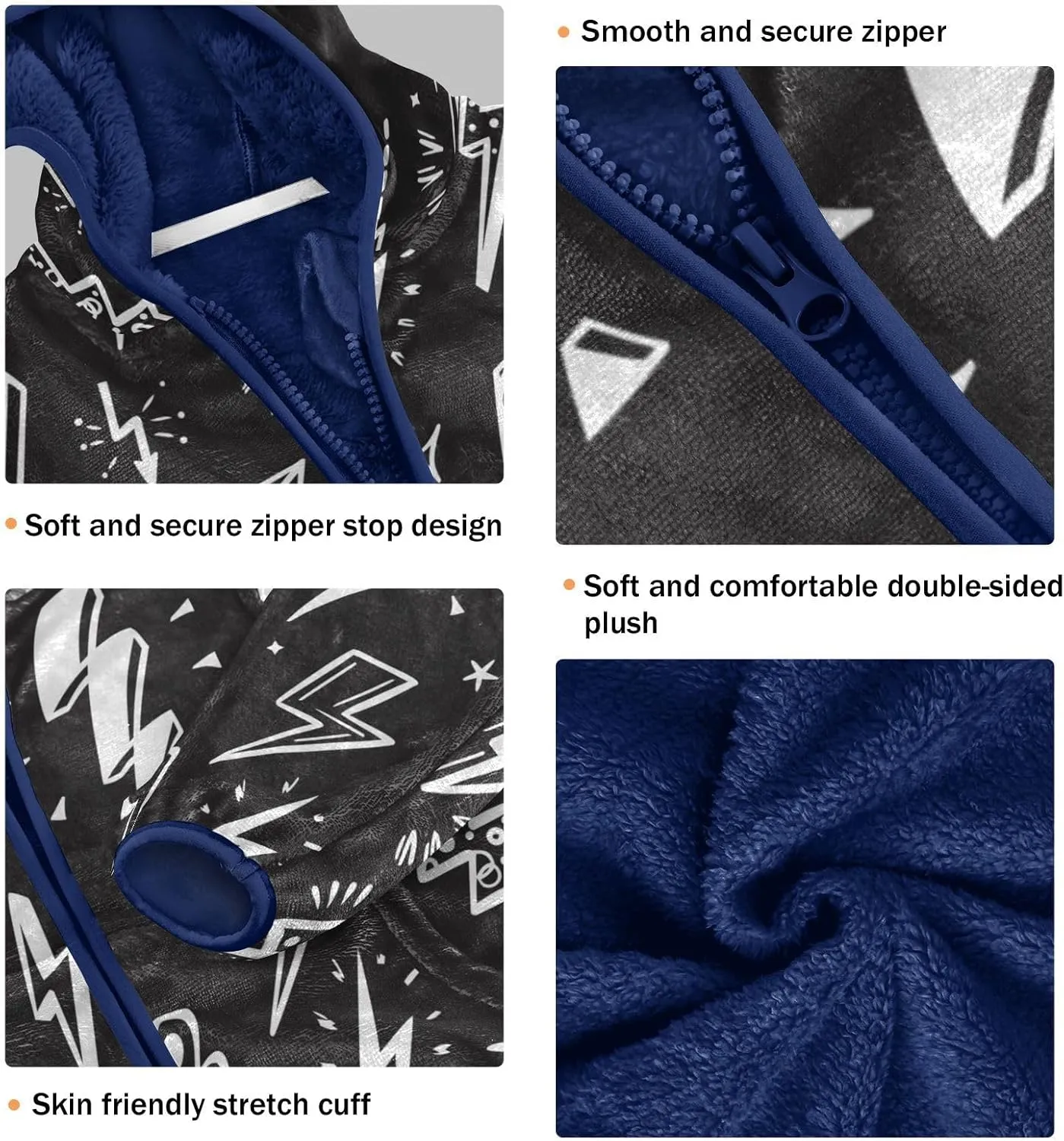 Aflyko Cute Boys Fleece Coat Blue Zip-Up Hoodie Girls Outerwear Kids Hooded Jacket 3-10T
