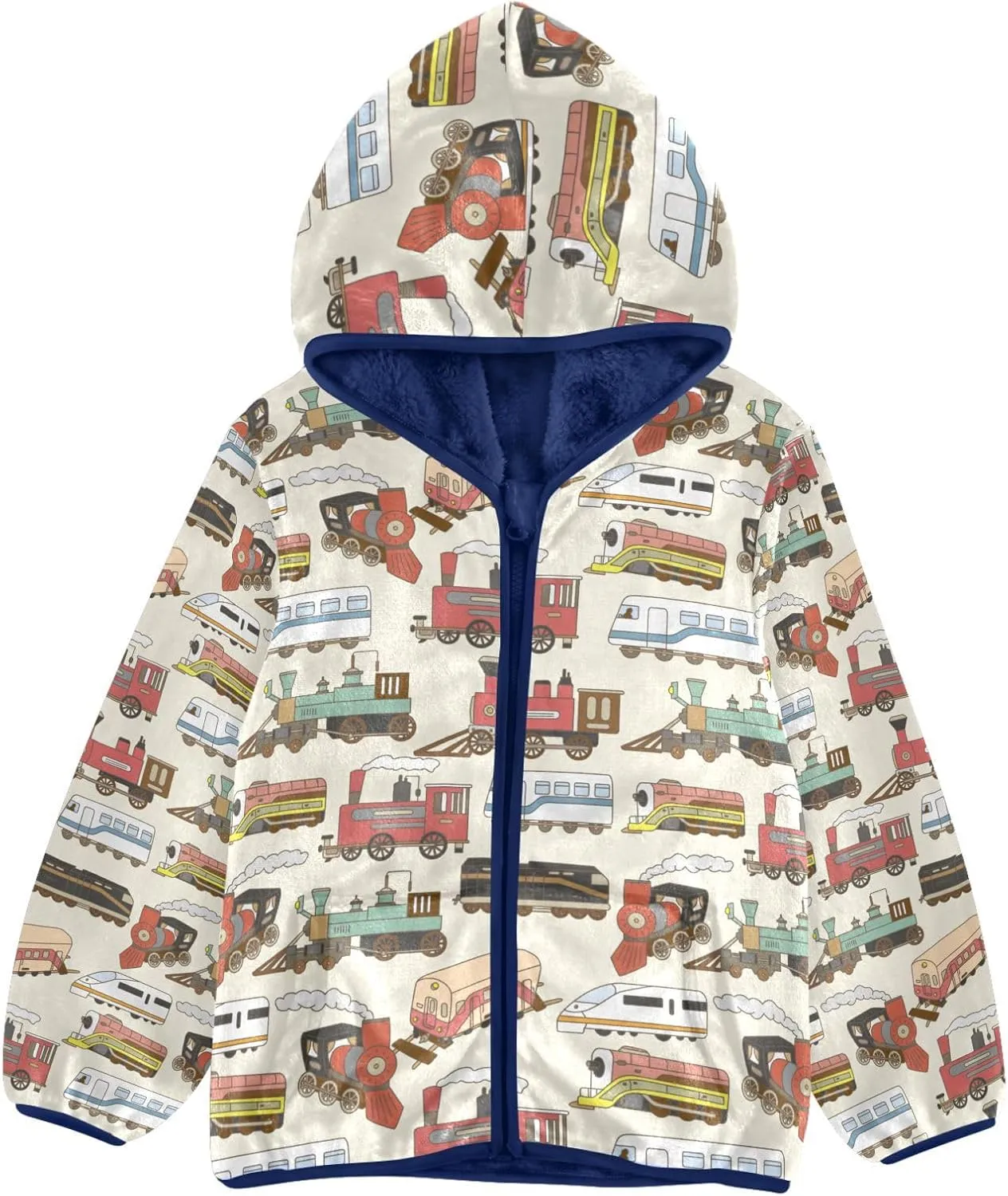 Aflyko Cute Boys Fleece Coat Blue Zip-Up Hoodie Girls Outerwear Kids Hooded Jacket 3-10T