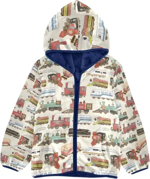Aflyko Cute Boys Fleece Coat Blue Zip-Up Hoodie Girls Outerwear Kids Hooded Jacket 3-10T