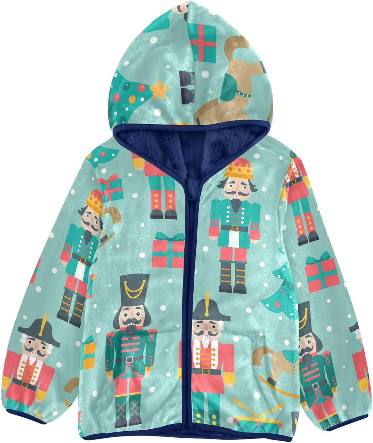 Aflyko Cute Boys Fleece Coat Blue Zip-Up Hoodie Girls Outerwear Kids Hooded Jacket 3-10T