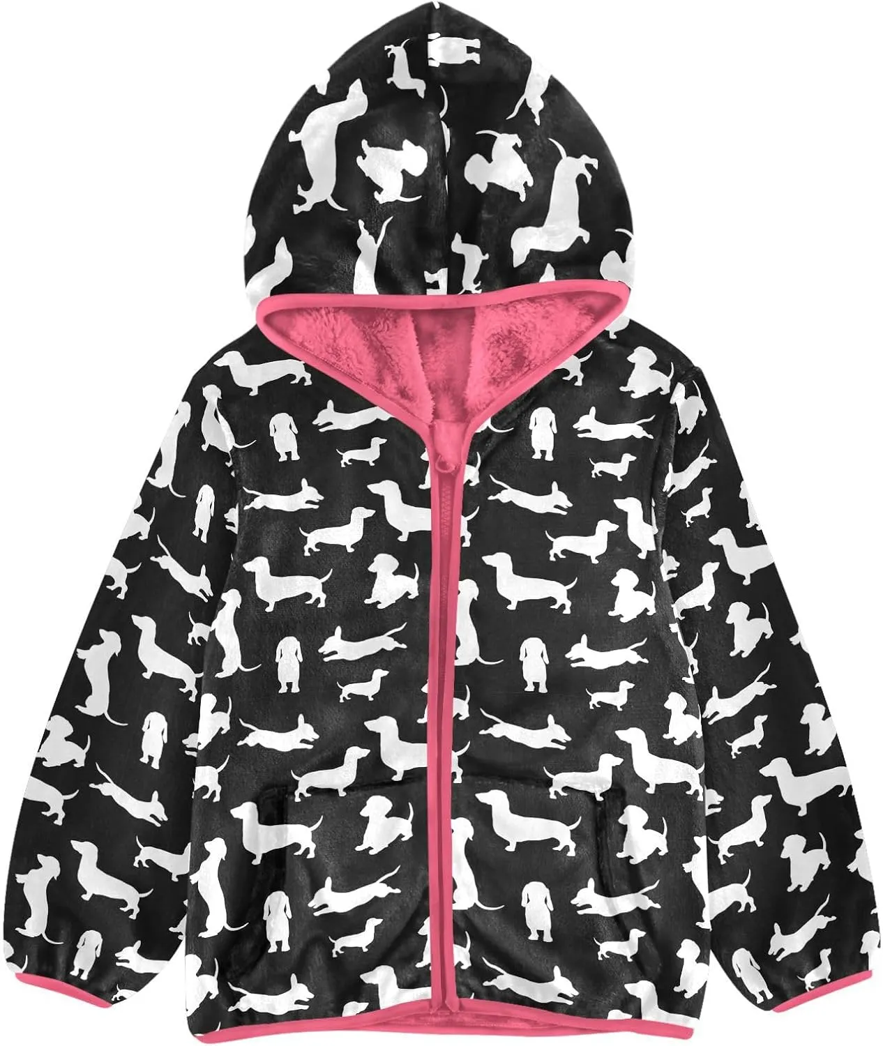 Aflyko Girls Fleece Coat Zip-Up Hoodie Warm Outerwear Kids Hooded Jacket 3-10T