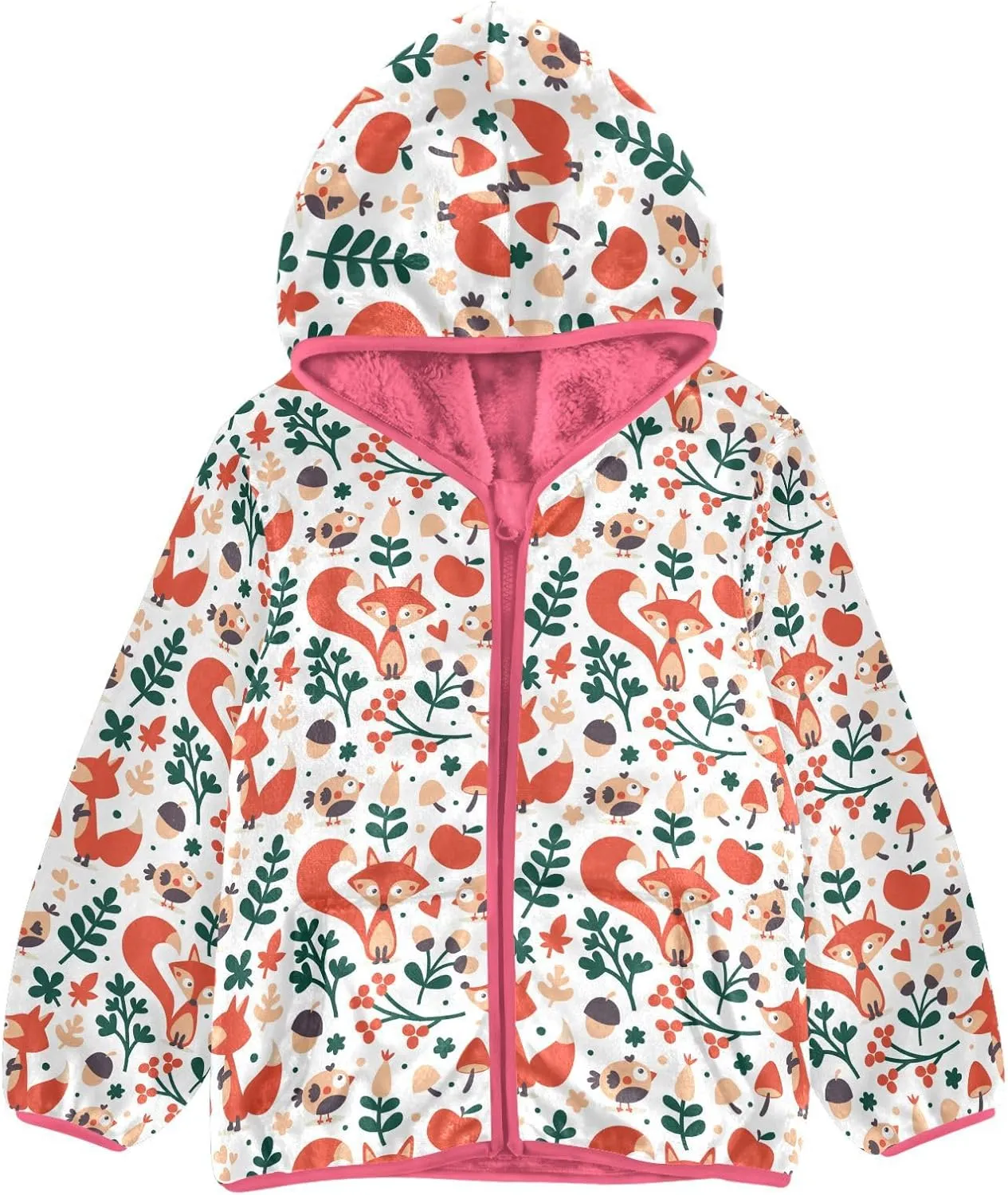Aflyko Girls Fleece Coat Zip-Up Hoodie Warm Outerwear Kids Hooded Jacket 3-10T
