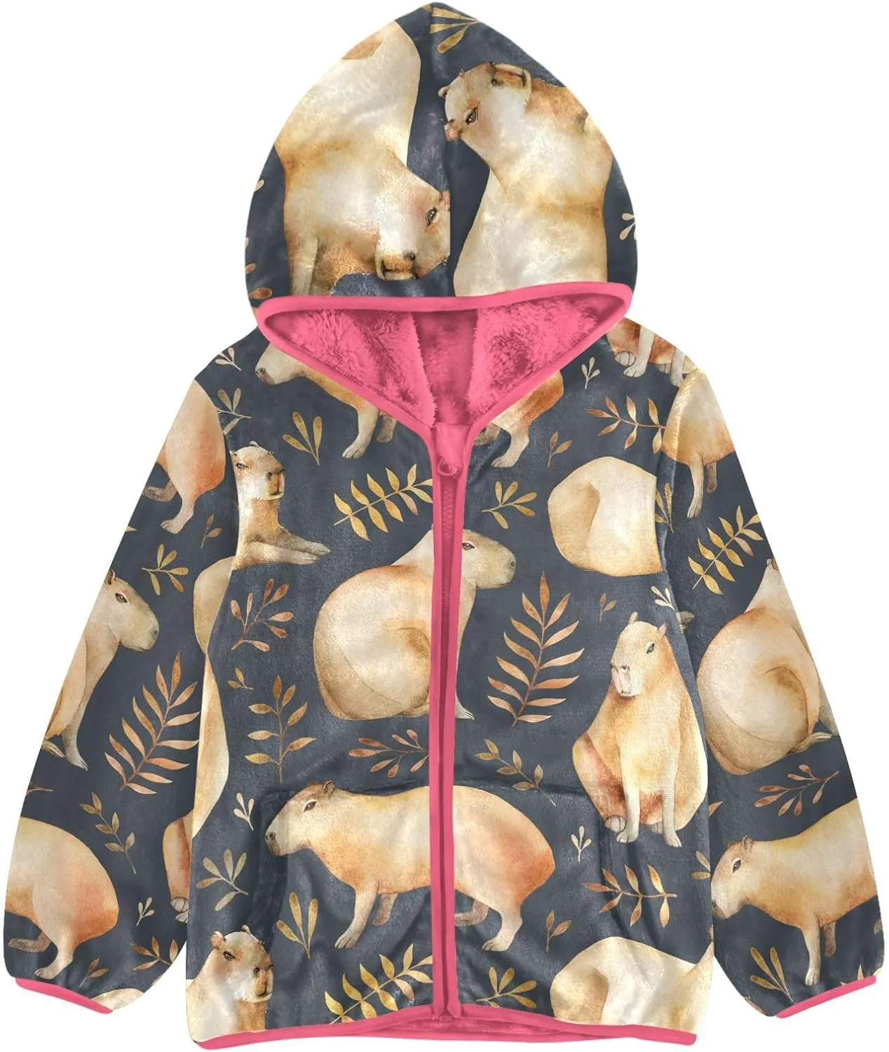 Aflyko Girls Fleece Coat Zip-Up Hoodie Warm Outerwear Kids Hooded Jacket 3-10T