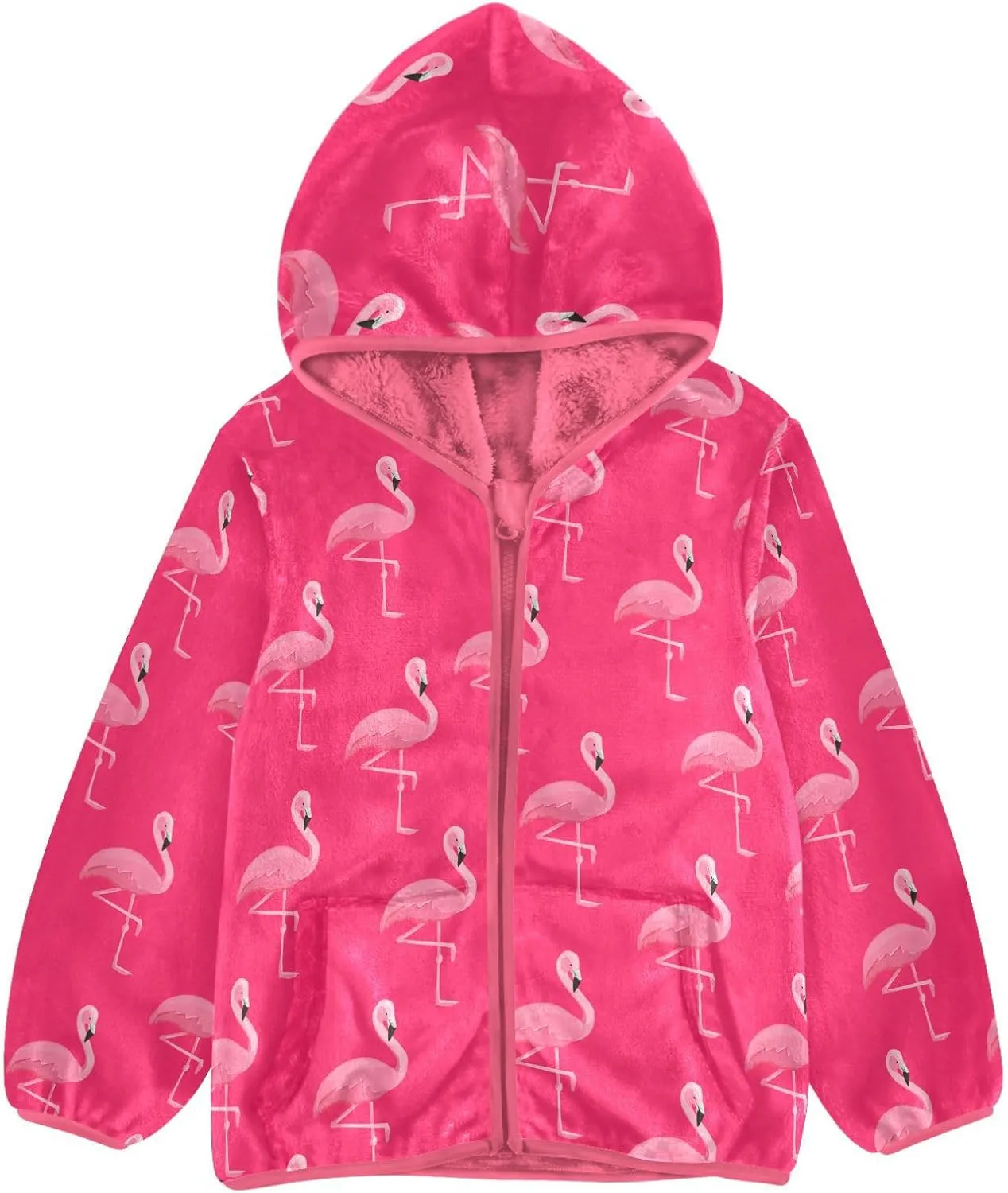 Aflyko Girls Fleece Coat Zip-Up Hoodie Warm Outerwear Kids Hooded Jacket 3-10T