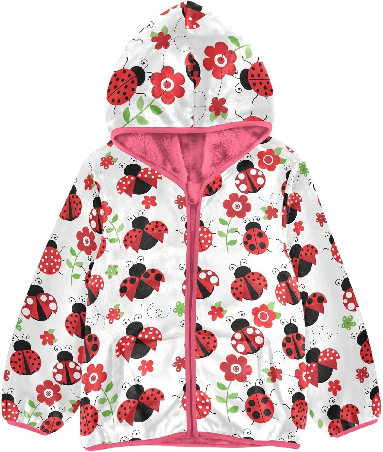 Aflyko Girls Fleece Coat Zip-Up Hoodie Warm Outerwear Kids Hooded Jacket 3-10T