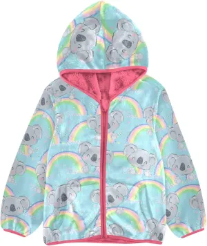 Aflyko Girls Fleece Coat Zip-Up Hoodie Warm Outerwear Kids Hooded Jacket 3-10T