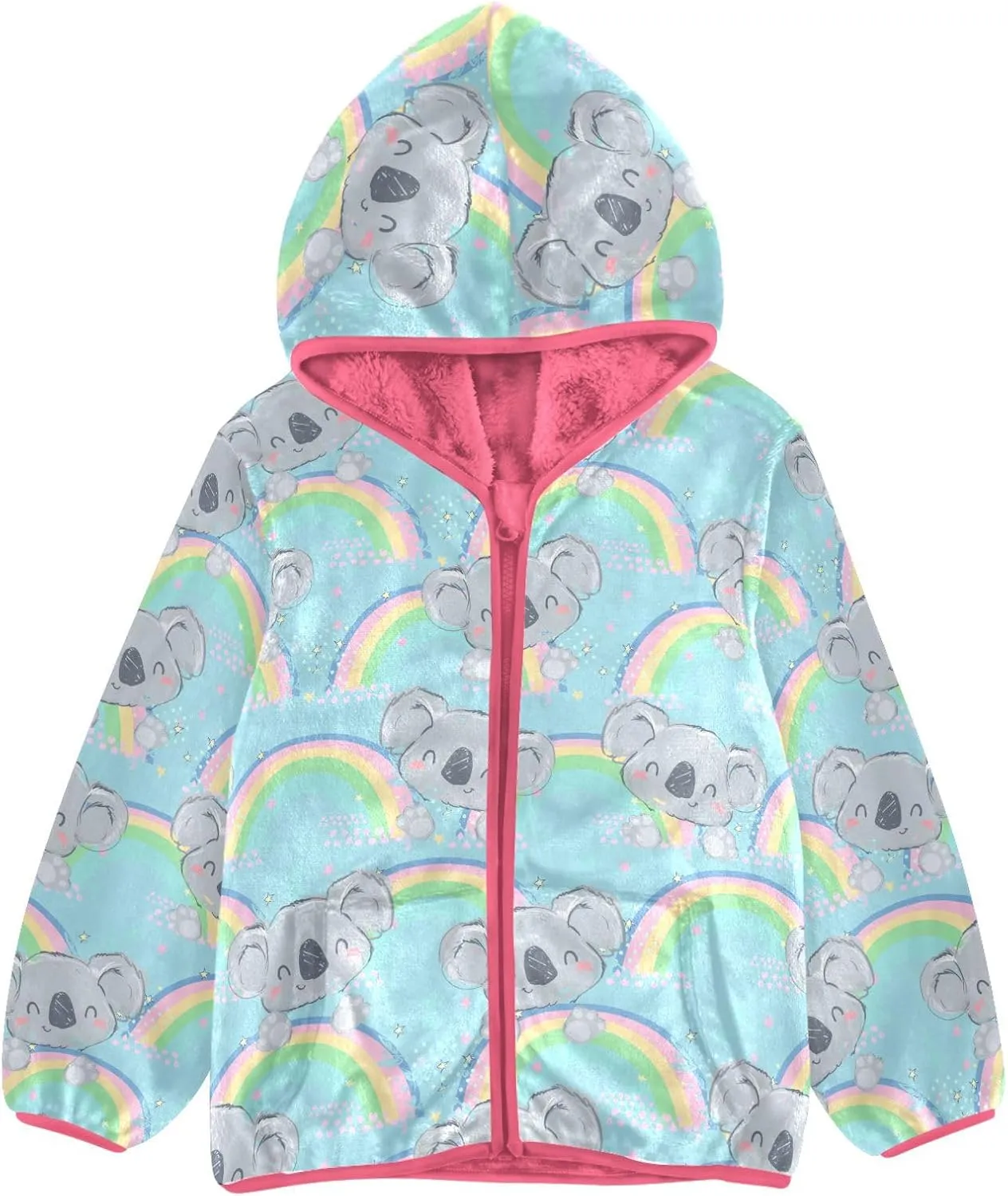 Aflyko Girls Fleece Coat Zip-Up Hoodie Warm Outerwear Kids Hooded Jacket 3-10T