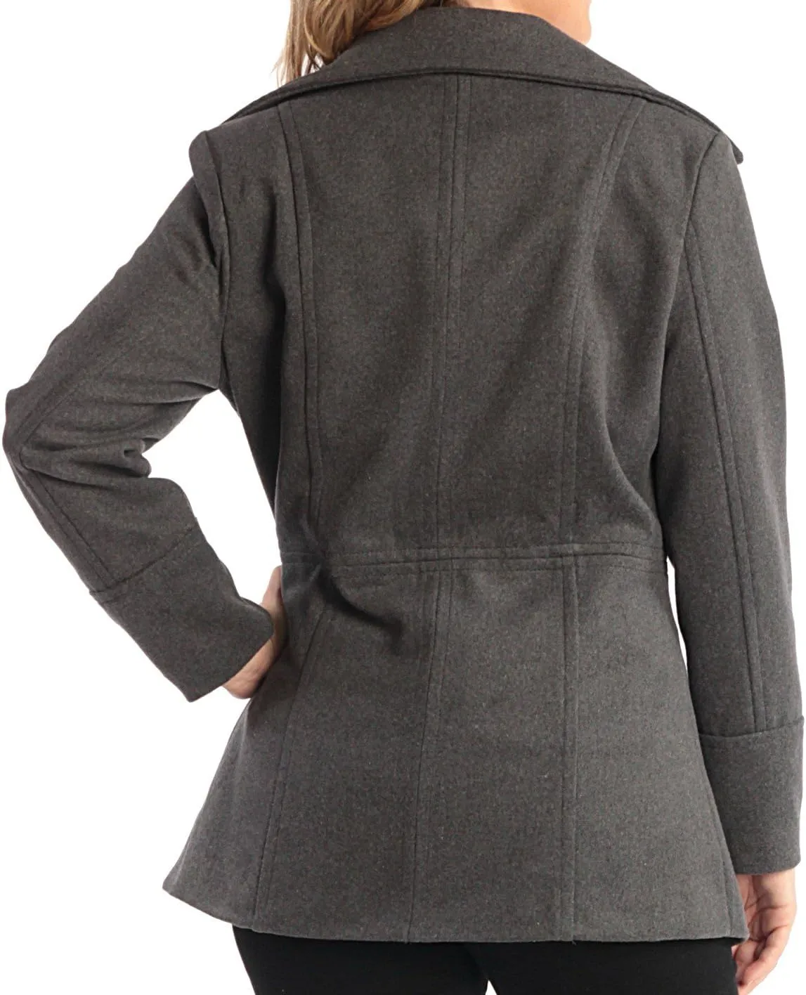 Alpine Swiss Emma Women's Wool Peacoat  Double-Breasted 3/4 Length Overcoat, Stylish & Warm Blazer for Fall & Winter