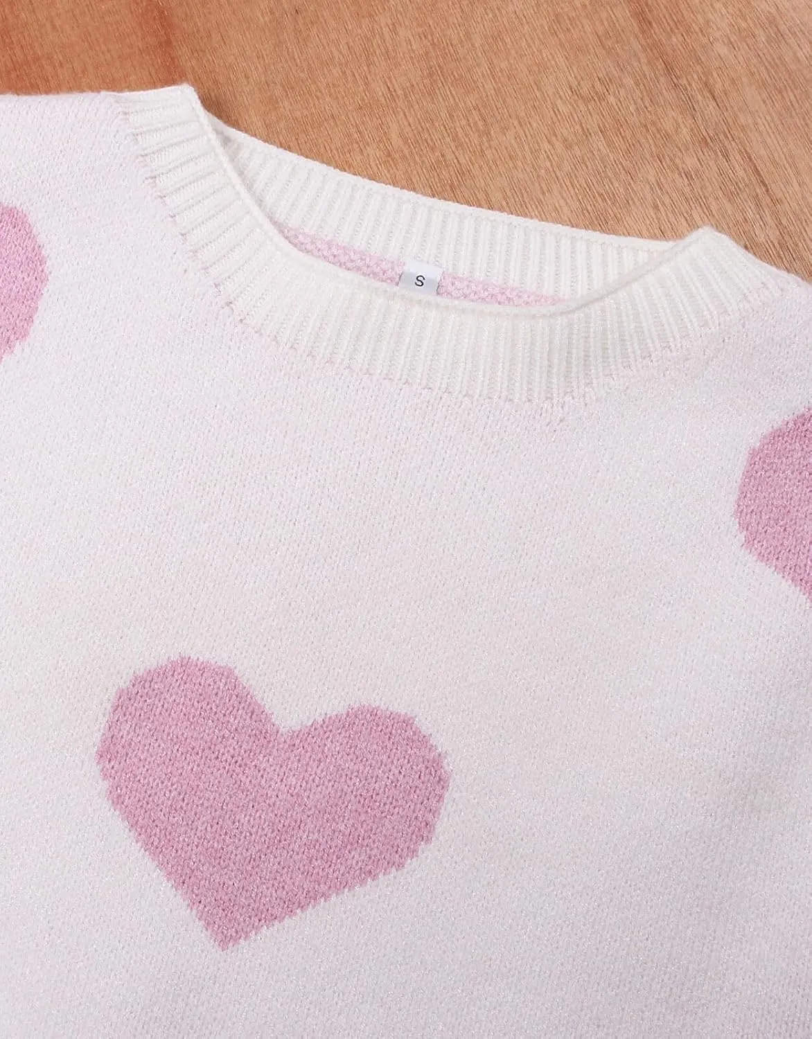 Alsol Lamesa Women's Cute Heart Sweater Pullover Long Sleeve Crewneck Casual Knitted Sweaters
