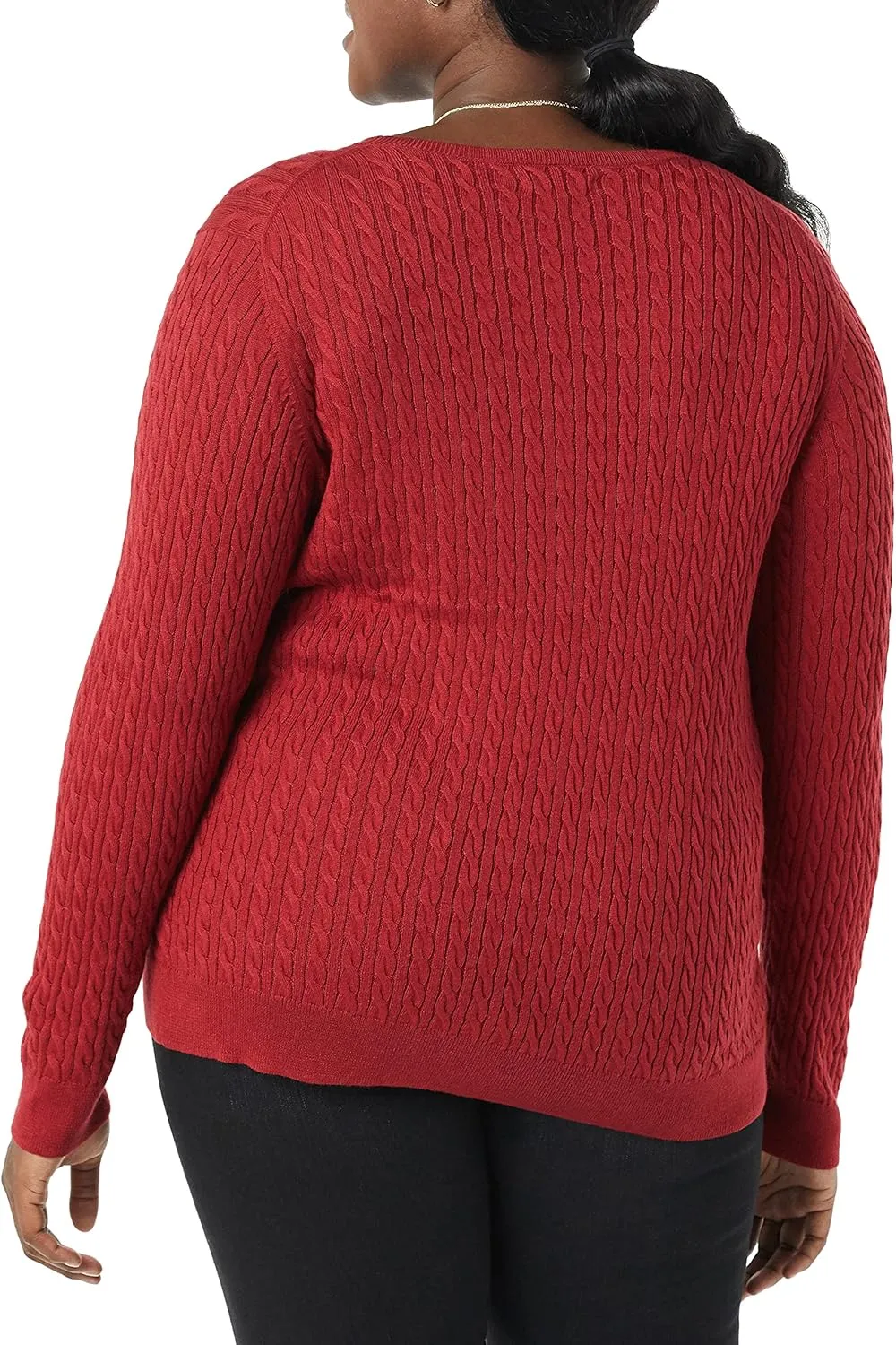 Amazon Essentials Women's Lightweight Long-Sleeve Cable Crewneck Sweater (Available in Plus Size)