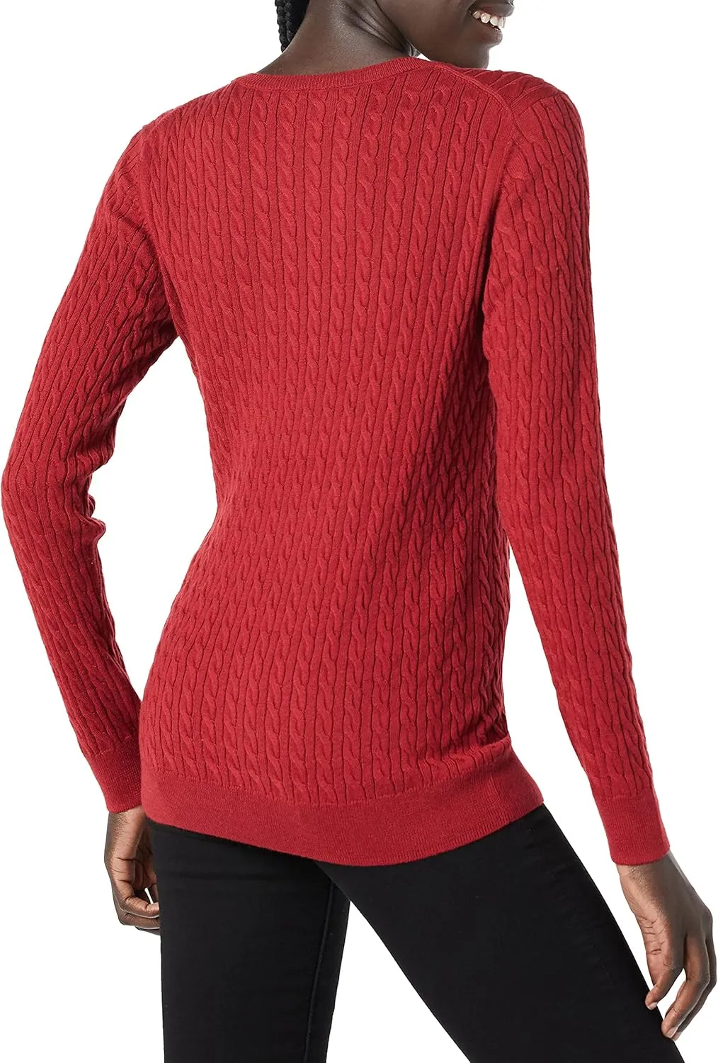 Amazon Essentials Women's Lightweight Long-Sleeve Cable Crewneck Sweater (Available in Plus Size)