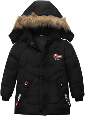 Baby Toddler Boys Winter Clothes Cotton-Padded Jacket Snowsuit Hooded Coat Outerwear for 1-3 Years Old