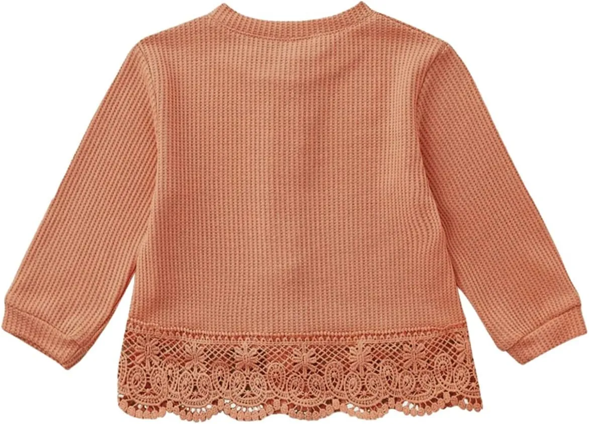 Baby Toddler Girls Cardigan Sweater Infant Bolero Shrug Kids Long Sleeve Button Closure Lace Dress Up Jacket Tops