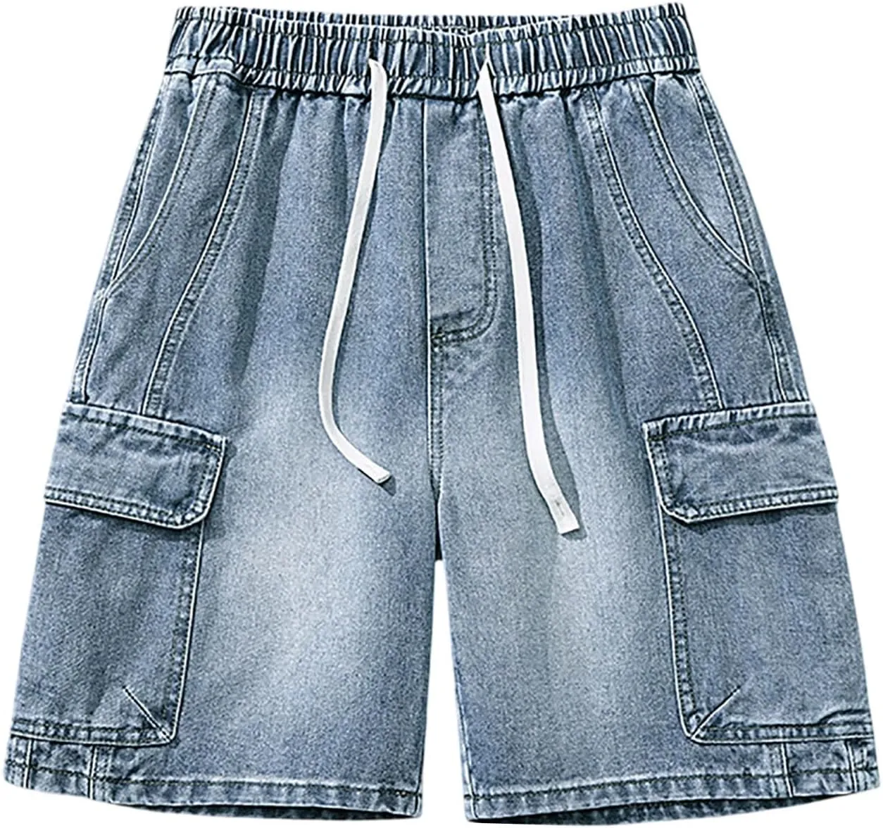 Baggy Jean Shorts for Men Summer Casual Loose Fit Y2K Hip Hop Long Denim Shorts Streetwear