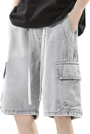 Baggy Jean Shorts for Men Summer Casual Loose Fit Y2K Hip Hop Wide Leg Denim Shorts Trendy Outfits