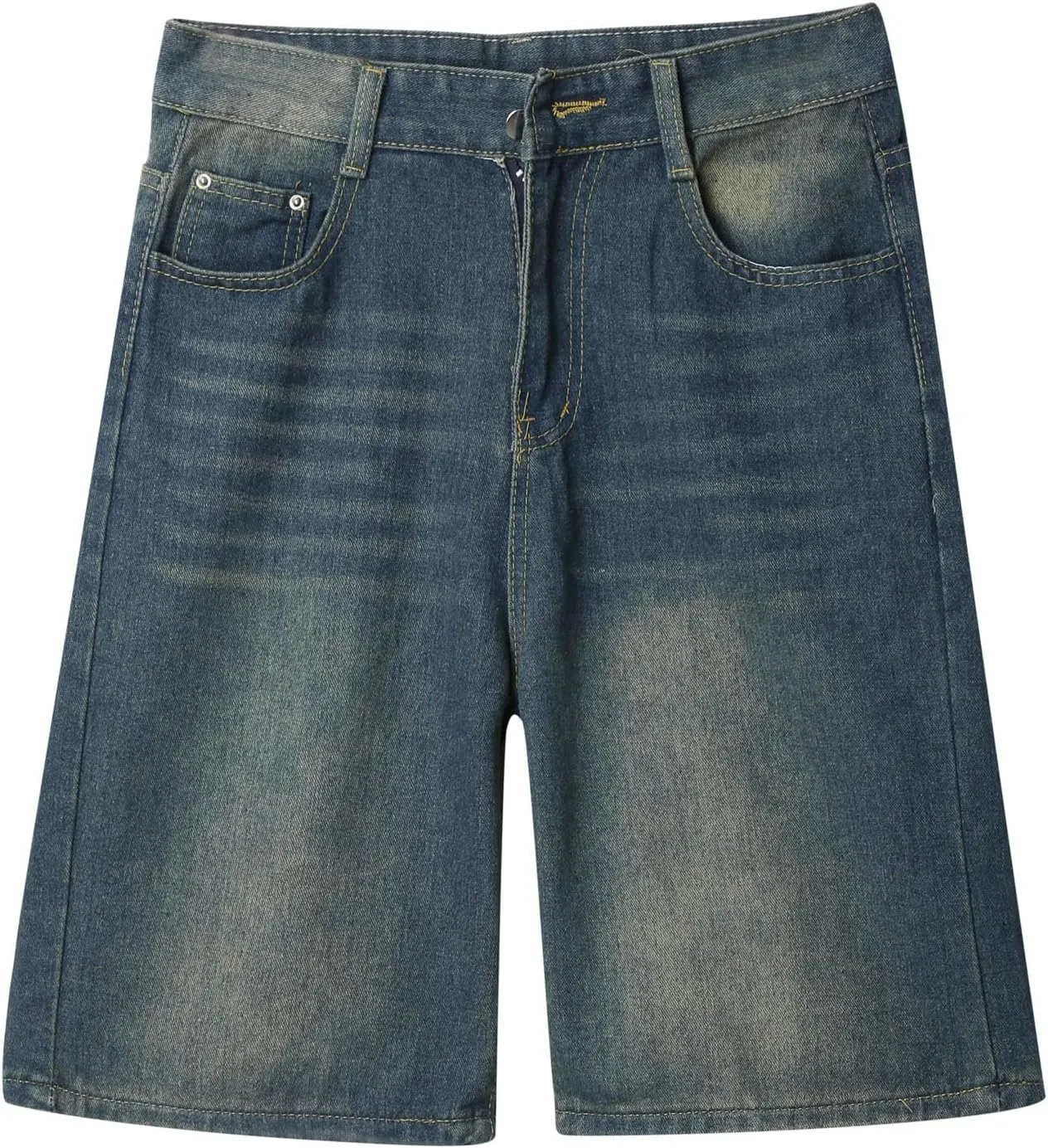 Baggy Jean Shorts for Men Summer Casual Loose Fit Y2K Hip Hop Wide Leg Denim Shorts Trendy Outfits