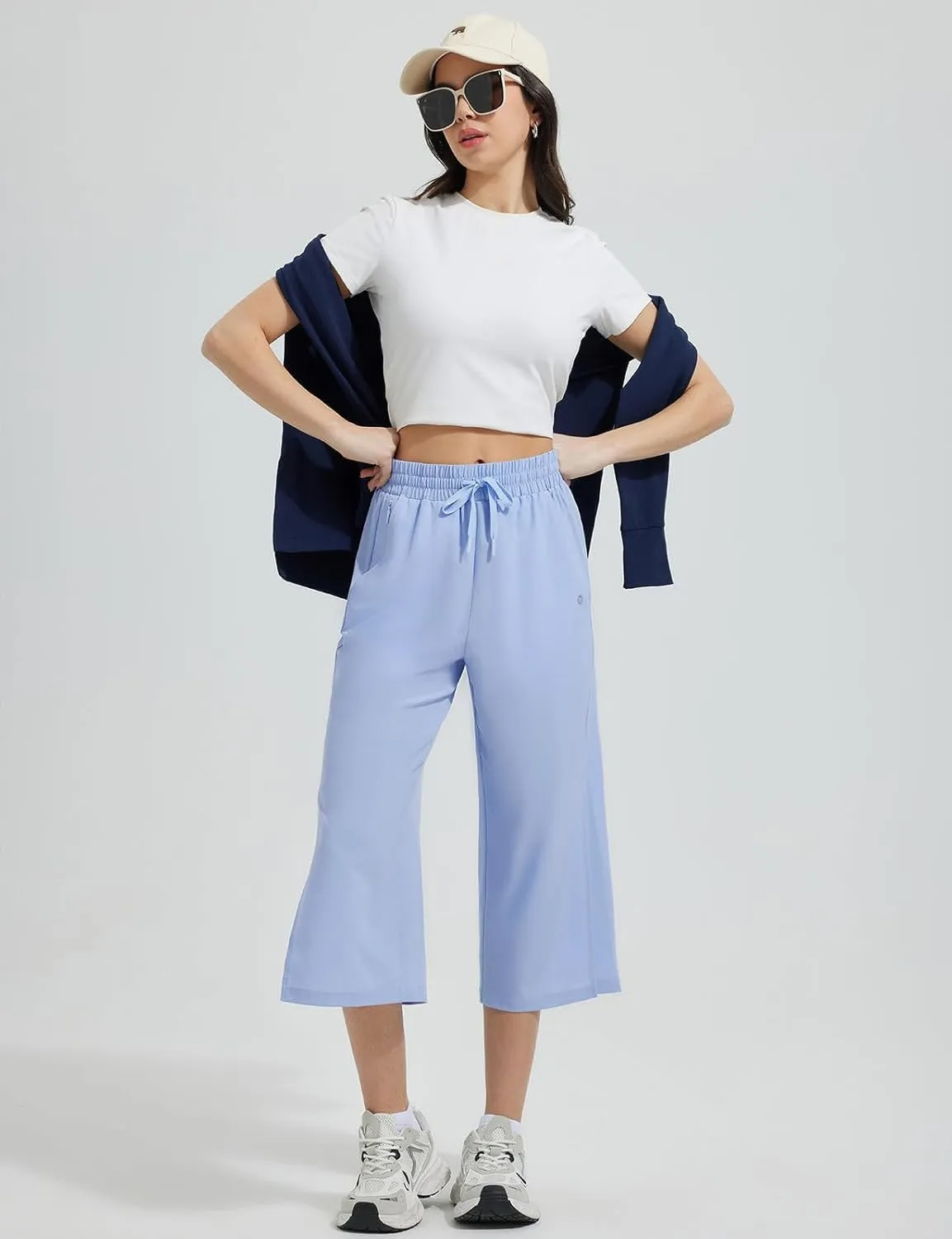 baleaf Women's Capri Pants Wide Leg Quick Dry Lightweight Capris UPF50  Casual Sweatpants Swim Pants