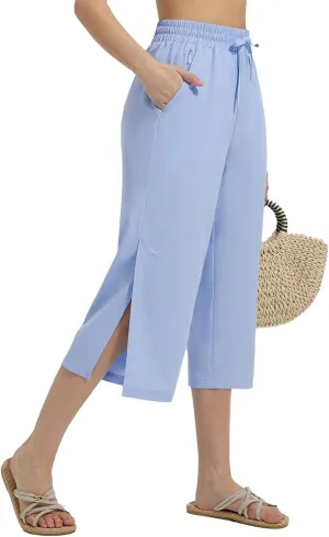 baleaf Women's Capri Pants Wide Leg Quick Dry Lightweight Capris UPF50  Casual Sweatpants Swim Pants