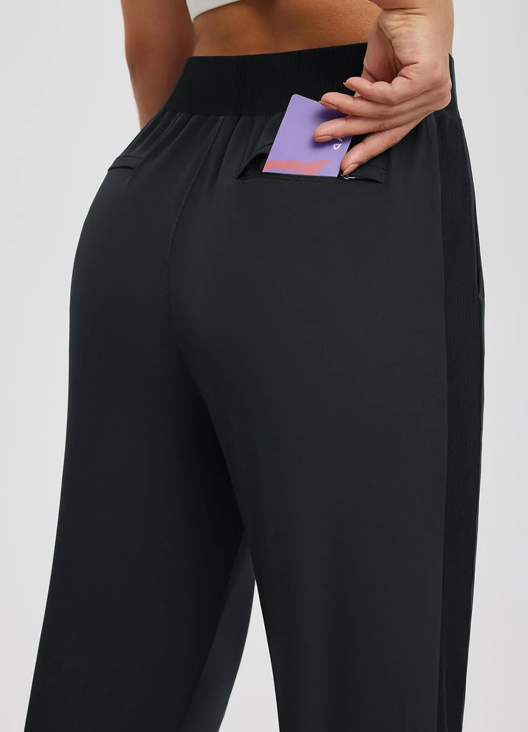 baleaf Women's Pants with Zipper Pockets Stretch Golf Pants High Waist Travel Athletic Work Casual UPF50 