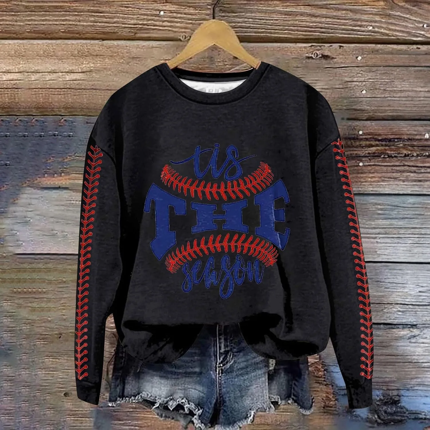 Baseball Mom Sweatshirt Long Sleeve Game Day Softball Sweatshirts Plus Size Patterned Raglan Jerseys