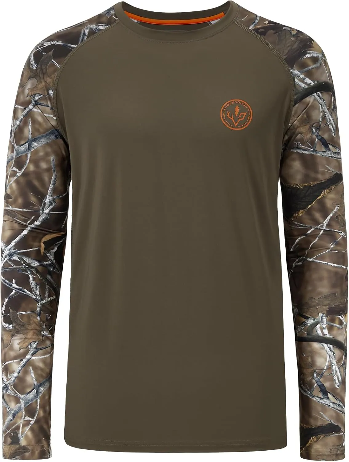 BASSDASH Mens Lightweight Camo Hunting Shirt UPF 50  Sun Protection Long Sleeve Hiking Fishing Performance Tee Mesh Panels