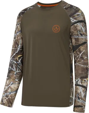 BASSDASH Mens Lightweight Camo Hunting Shirt UPF 50  Sun Protection Long Sleeve Hiking Fishing Performance Tee Mesh Panels