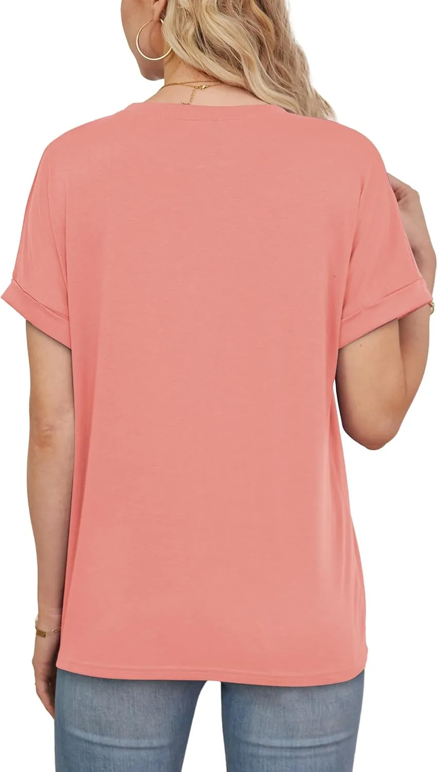Besshopie Women's Oversized T Shirts Short Sleeve Crewneck Summer Tops Casual Loose Basic Tee Shirts 2025 Trendy Clothes