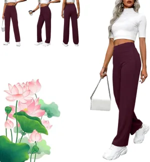 Bloomy Dove Stretch Pants,Solid Stretchy High Waist Trousers Pants,Multiple Pockets Straight Stretch Pants for Women