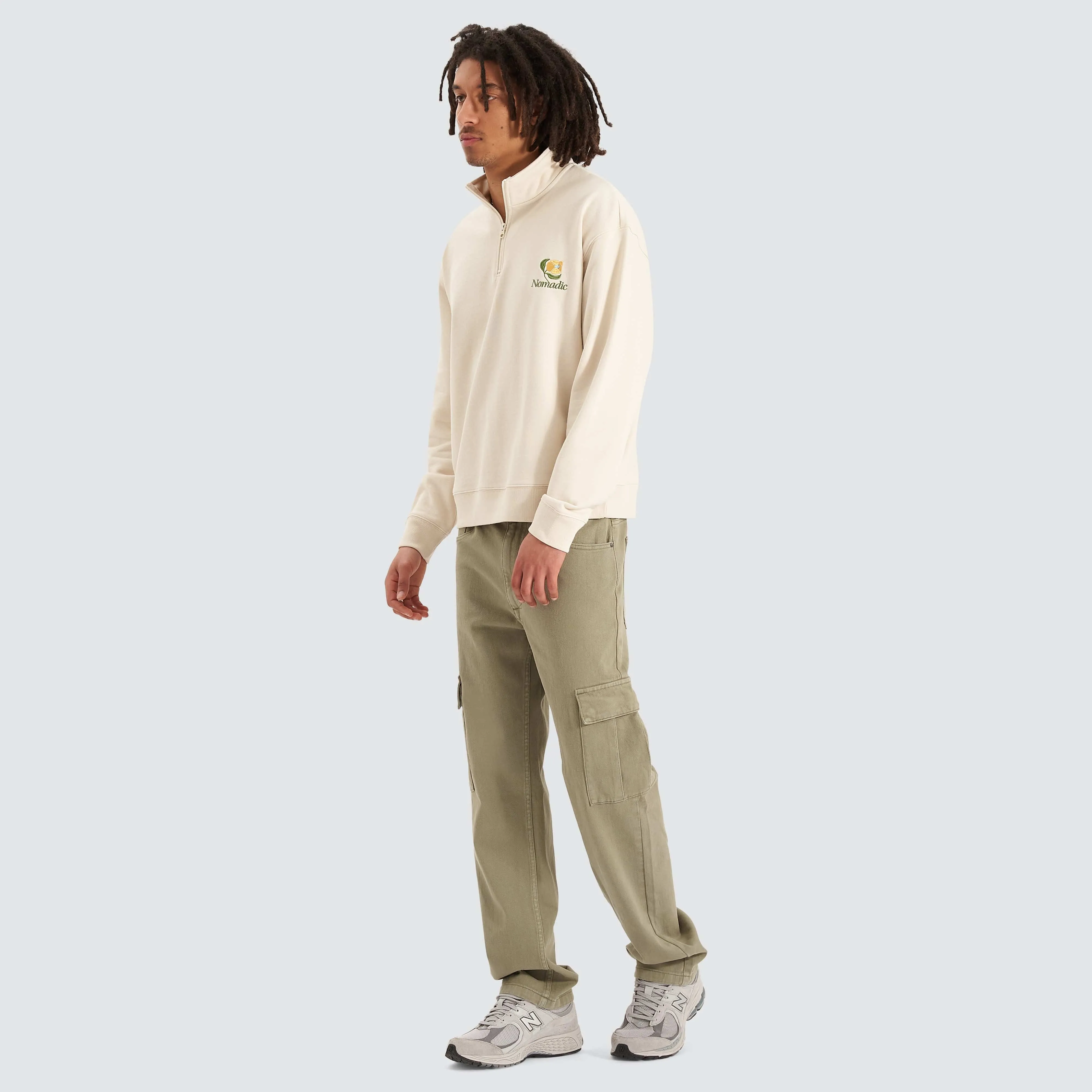 Blossoms Quarter Zip Pullover Sweater Tofu