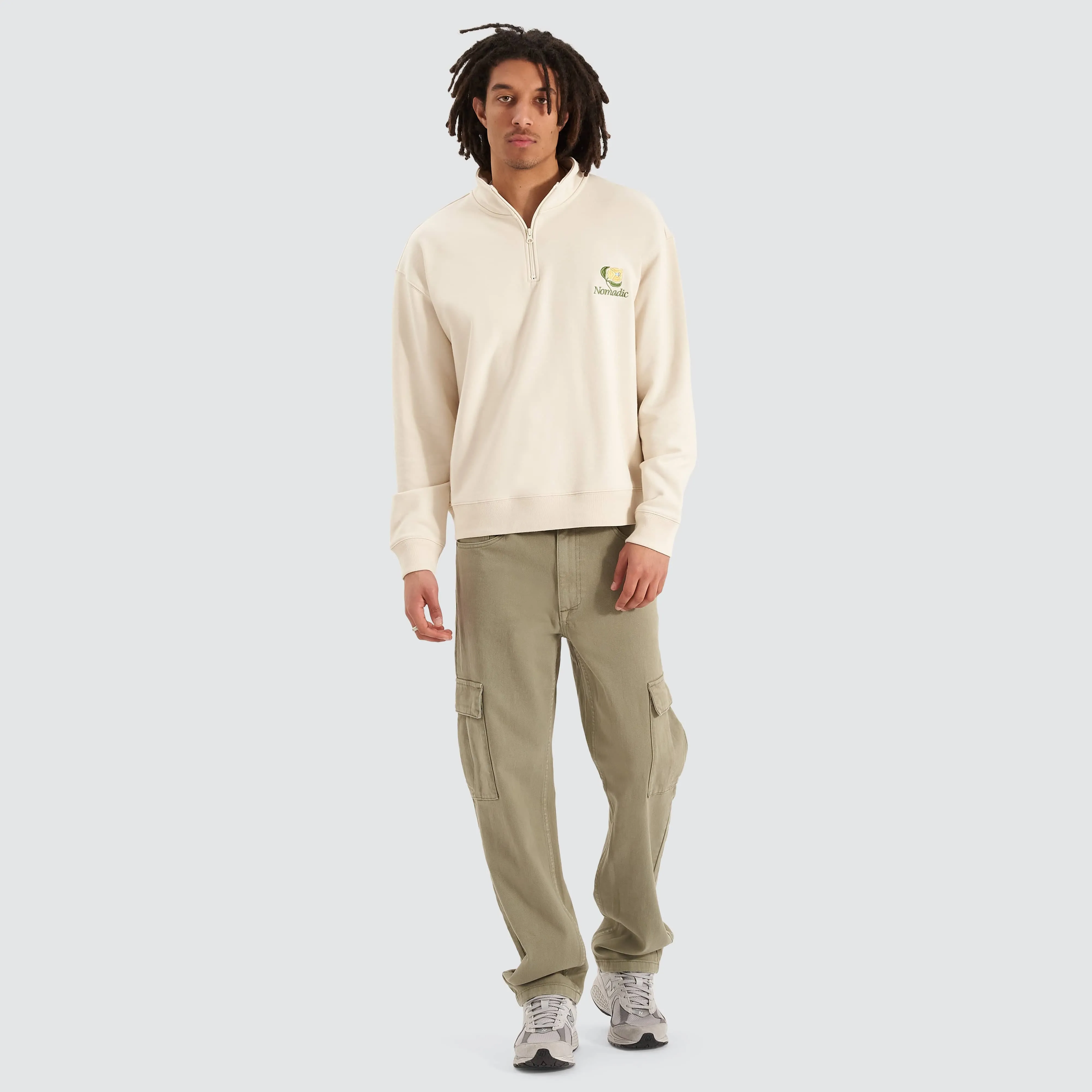 Blossoms Quarter Zip Pullover Sweater Tofu