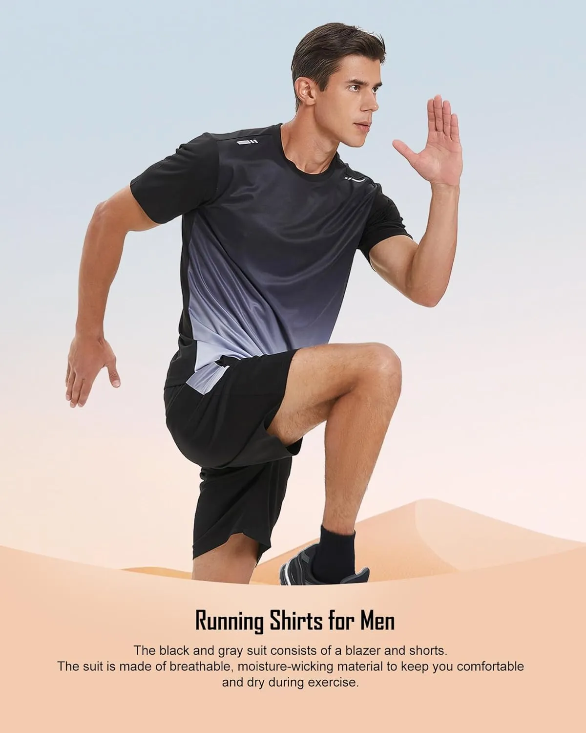 BOOMCOOL Gym Clothes workout shorts and long sleeve shirts for men running dry fit athletic outfits sets 6 pack