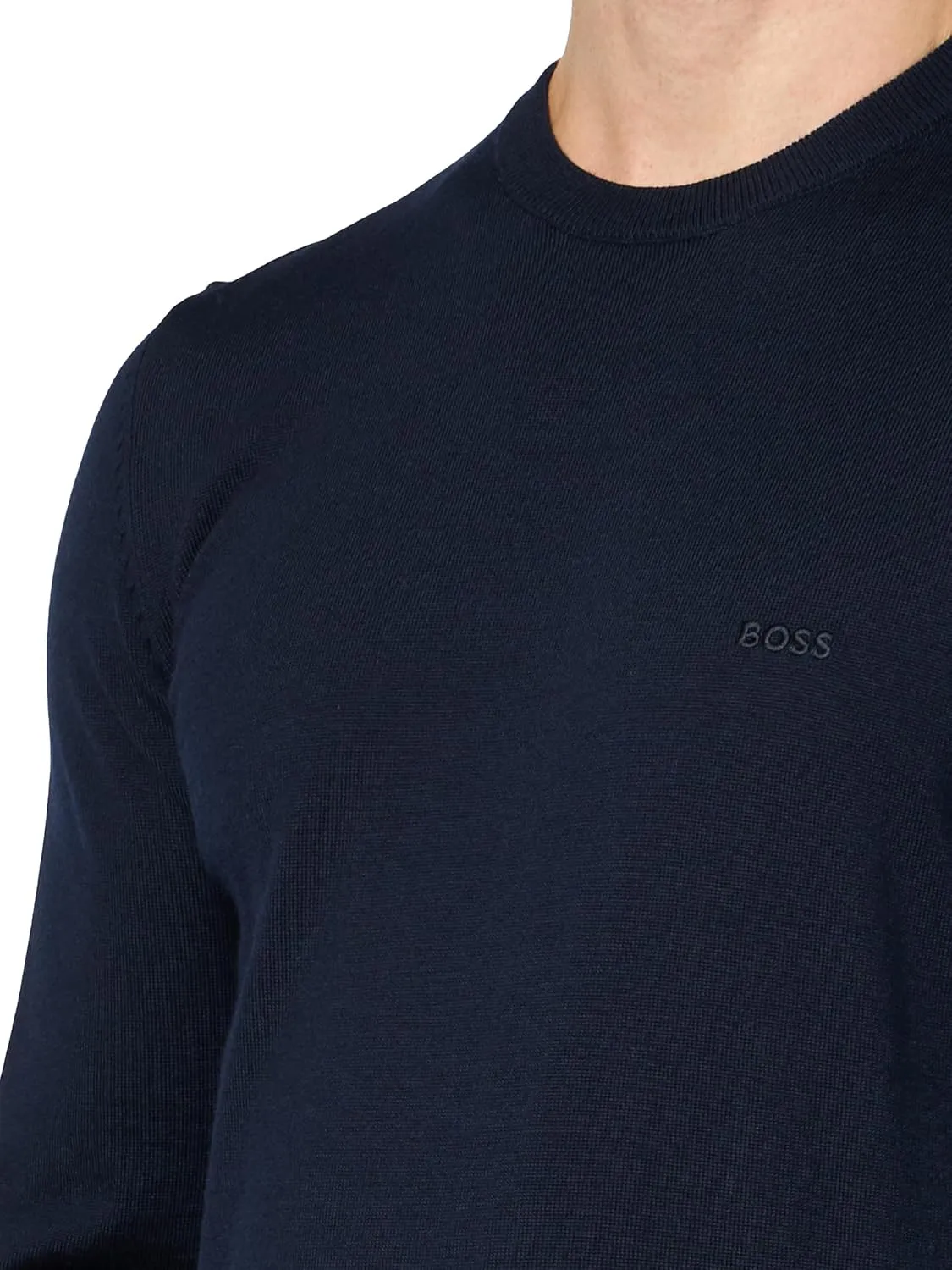 BOSS Men's Small Logo Wool Pullover Sweater