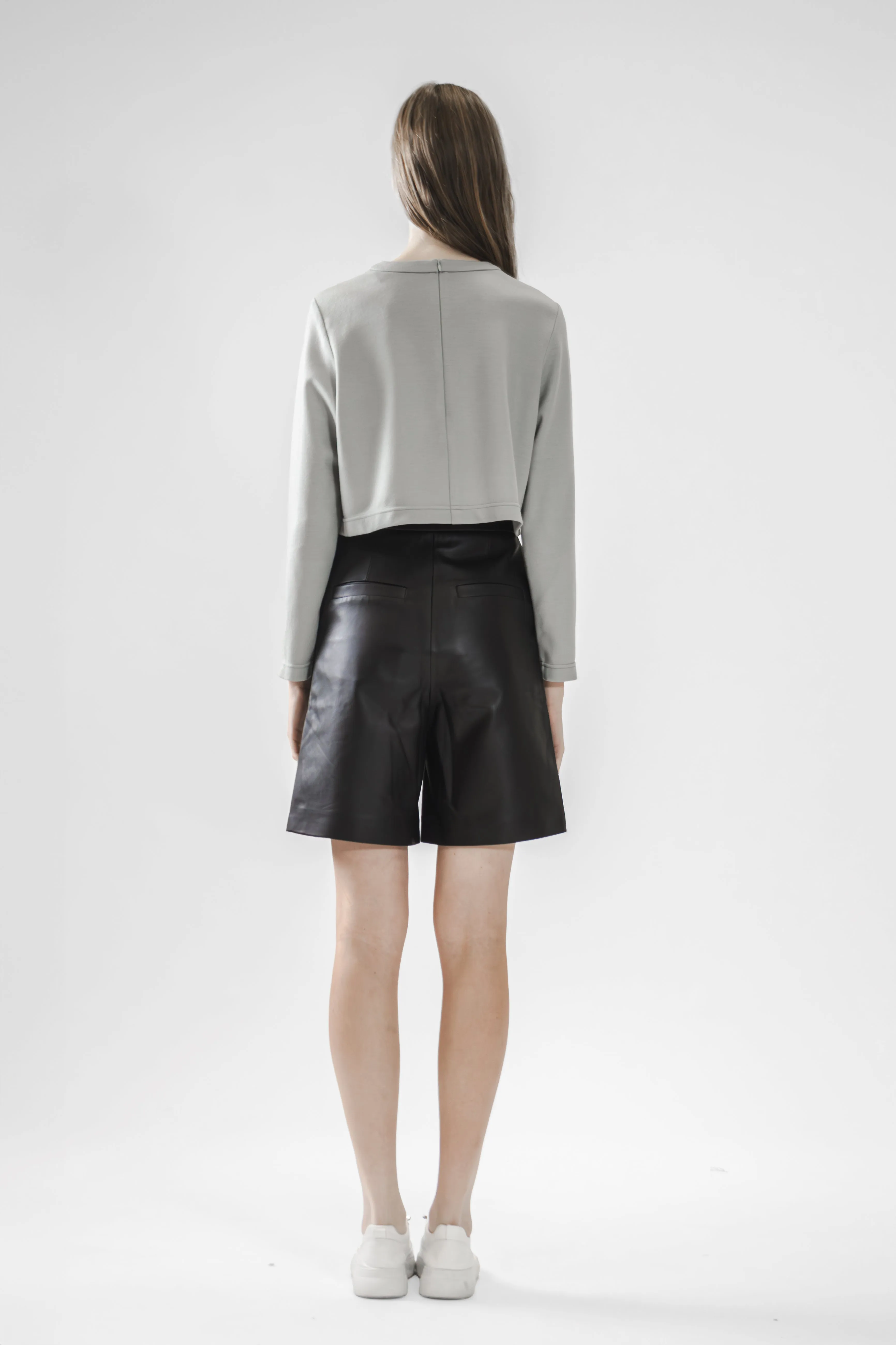 BROWN / BLACK STYLISH FIVE-POCKET LEATHER PANTS