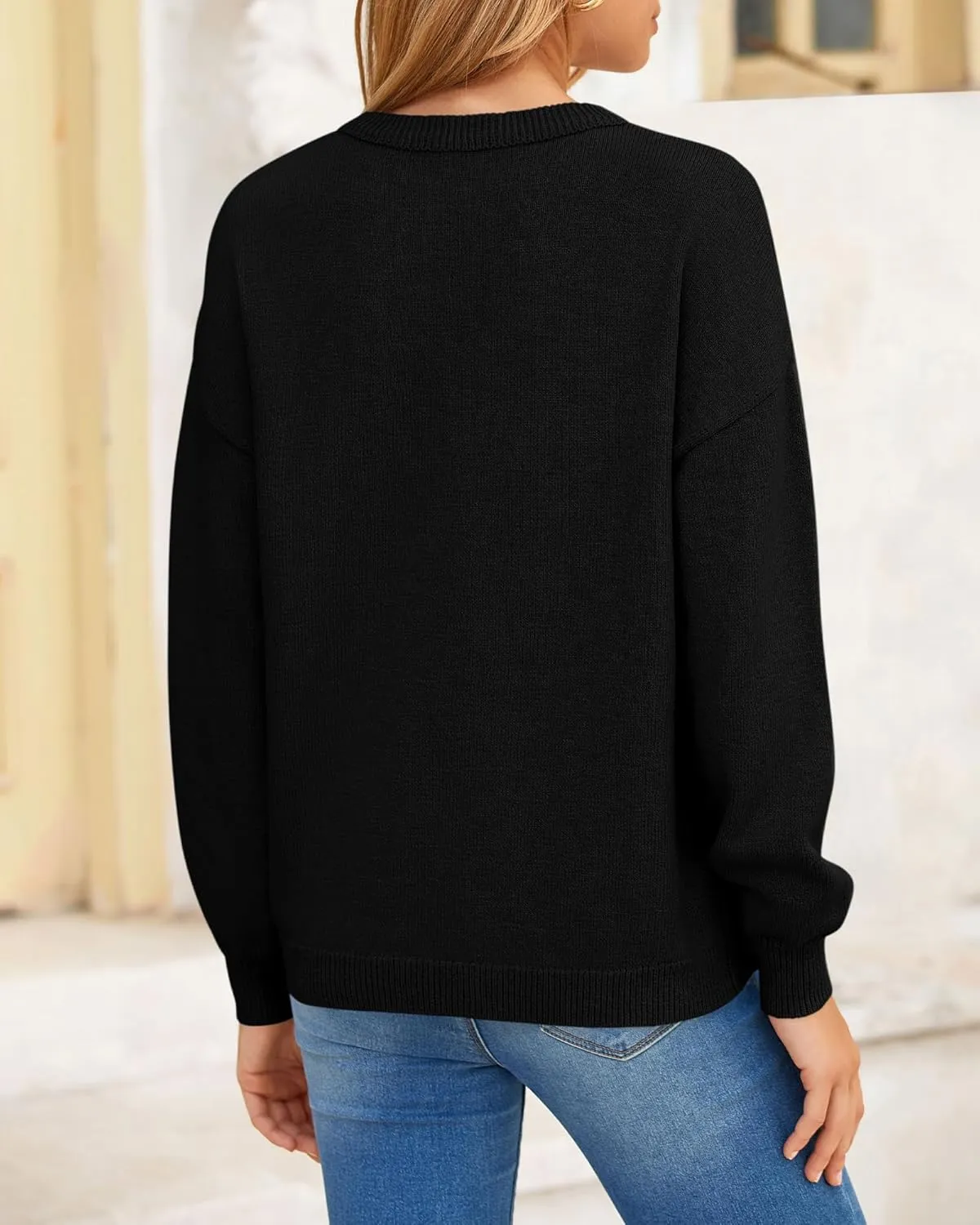 BTFBM Womens Loose Pullover Sweaters Fall Winter Clothes 2025 Crewneck Slouchy Sweater Long Sleeve Casual Knitted Tops
