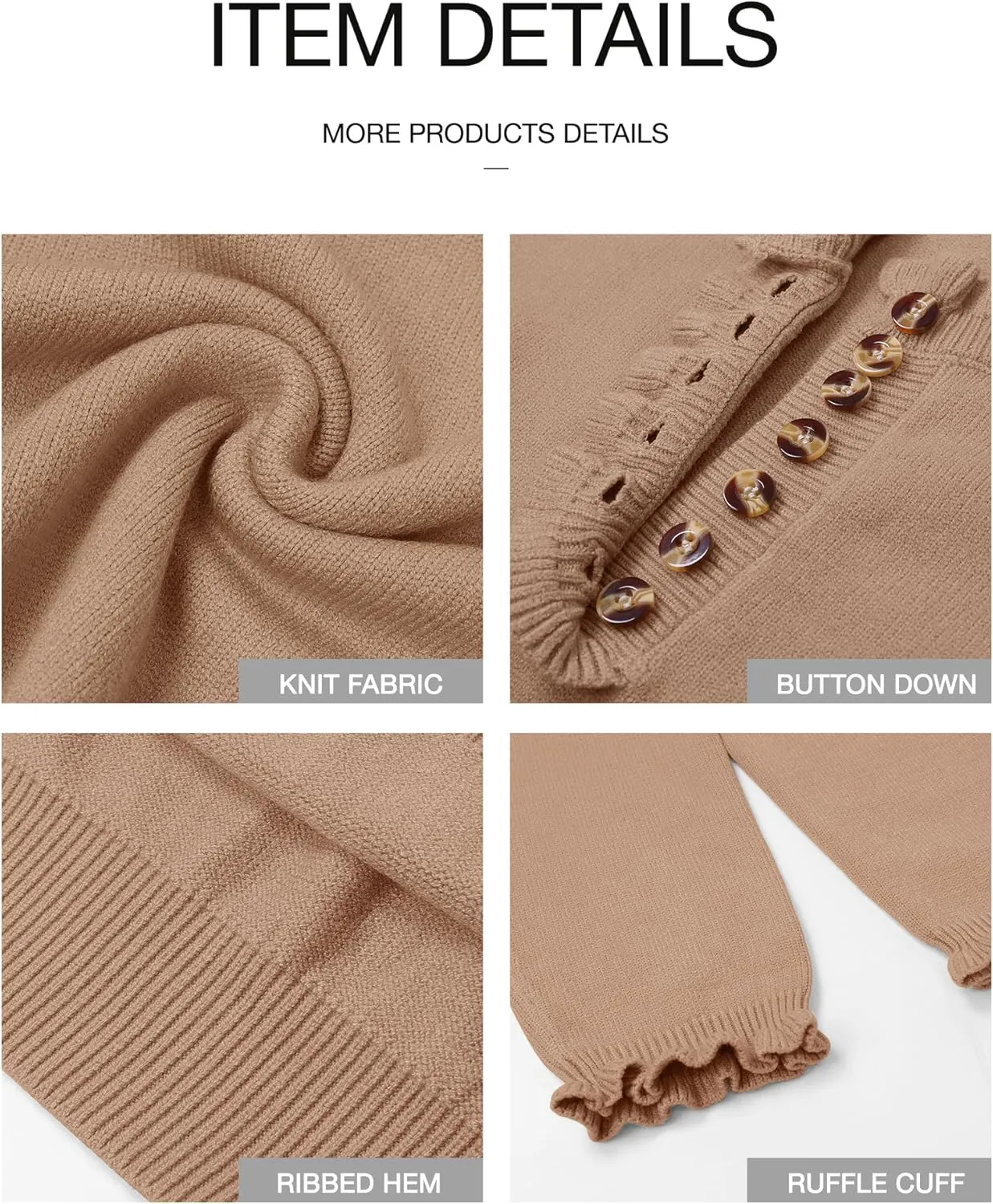 BTFBM Womens Sweaters Fall Winter Clothes 2025 Long Sleeve Button Down Ruffle Crew Neck Casual Knitted Pullover Tops