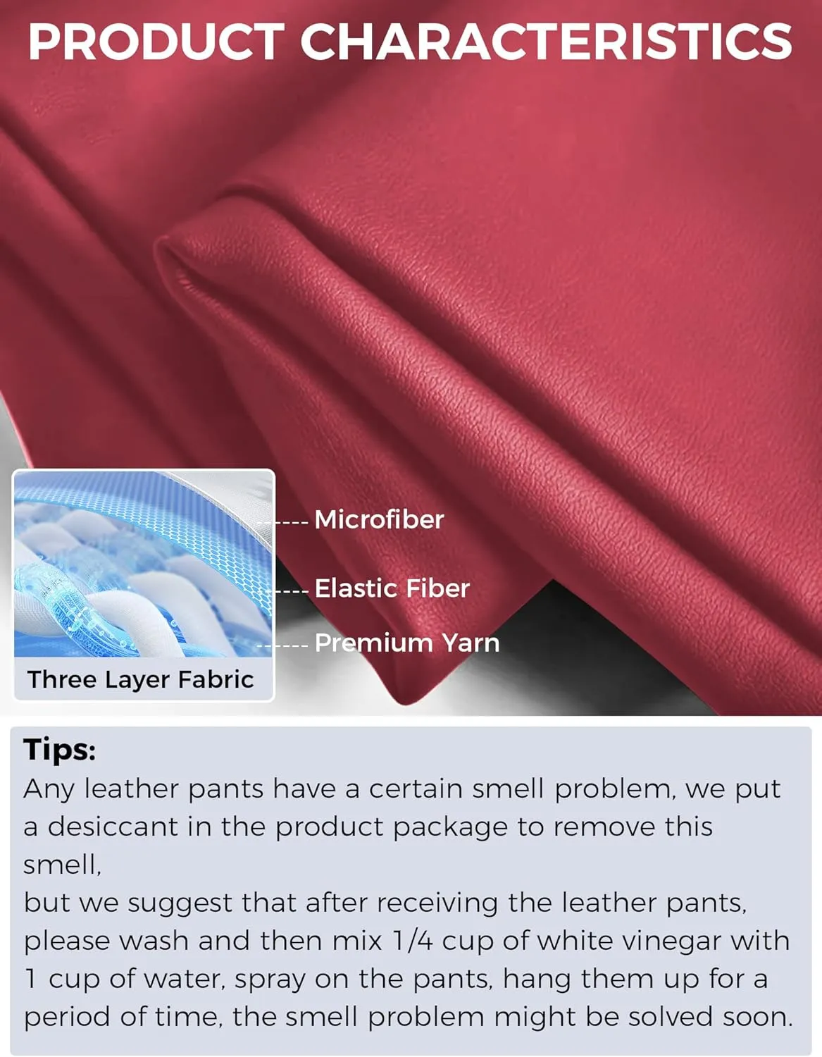 Buauty Faux Leather Leggings for Women High Waisted Leather Pants Tummy Control Stretch Pleather PU Pants