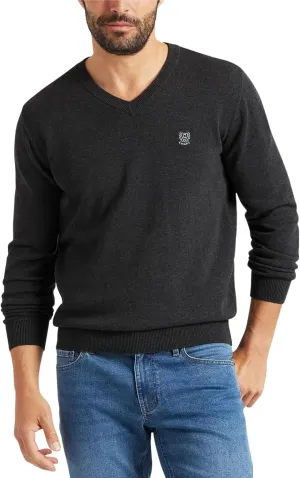 Chaps Men's Casual V Neck Sweater - Ribbed Knit Slim Fit Long Sleeve Pullover Top for Men (M-2XL)