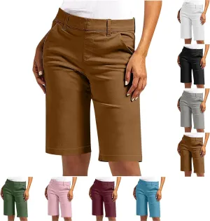 Chino Shorts for Women Dressy Casual 2025 Summer High Waisted Bermuda Shorts Straight Leg Hiking Vacation Outfits