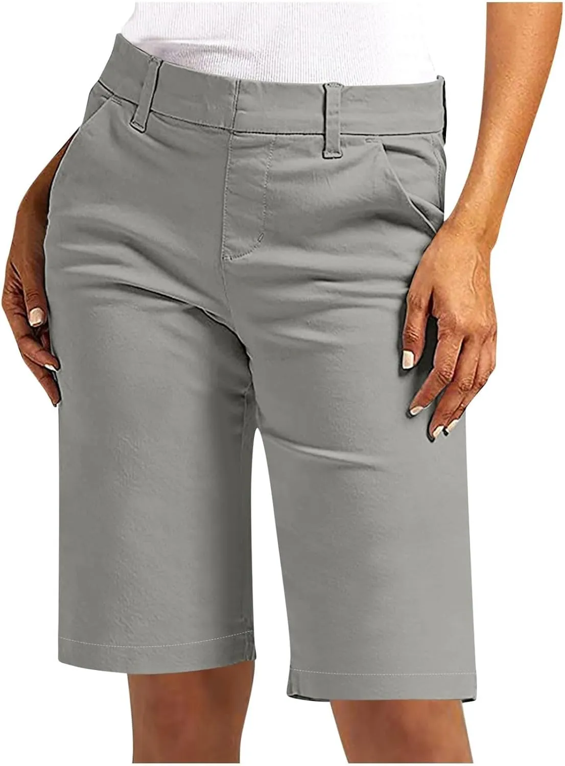 Chino Shorts for Women Dressy Casual 2025 Summer High Waisted Bermuda Shorts Straight Leg Hiking Vacation Outfits