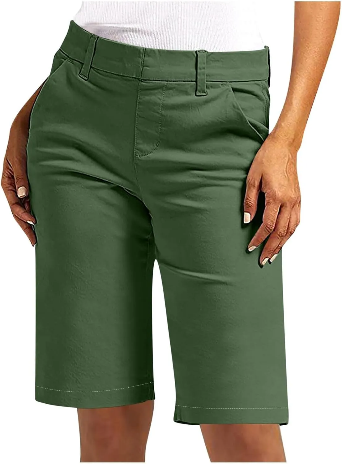Chino Shorts for Women Dressy Casual 2025 Summer High Waisted Bermuda Shorts Straight Leg Hiking Vacation Outfits